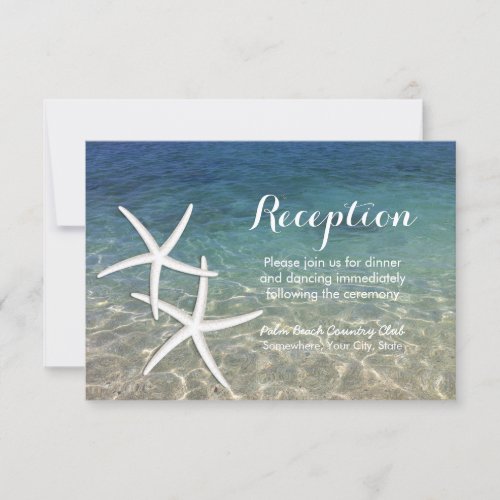 Tropical Starfish Beach Wedding Reception 3.5x5 Paper Invitation Card
