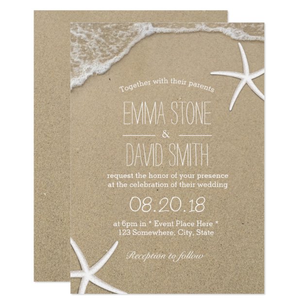 Beach Wedding Tropical Starfish & Waves Invitation