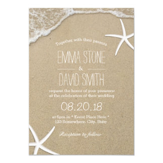 Beach Wedding Tropical Starfish & Waves Card