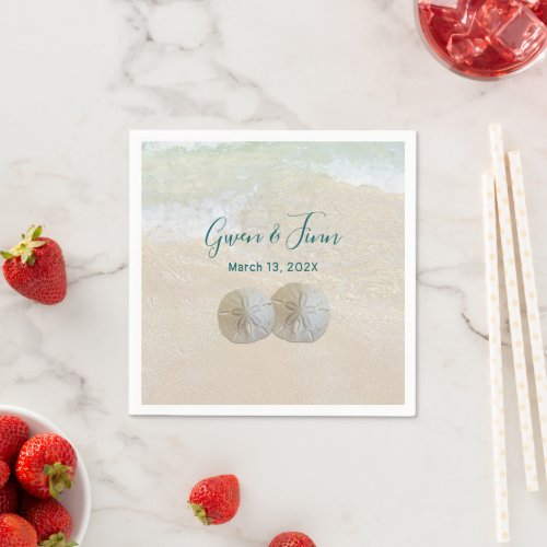 Beach Wedding Two Sand Dollars  Napkins