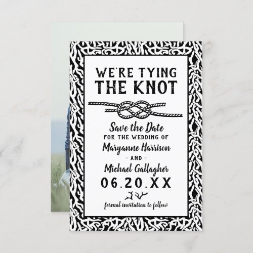 Beach Wedding Tying the Knot Coral Modern Photo Save The Date