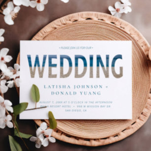 Beach Wedding Typography Invitation