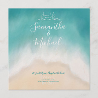 Beach wedding watercolor island Invitation