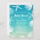 Beach Wedding Watercolor Seashells Bridal Shower Invitation (Front)