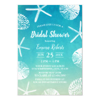 Beach Wedding Watercolor Seashells Bridal Shower Invitation