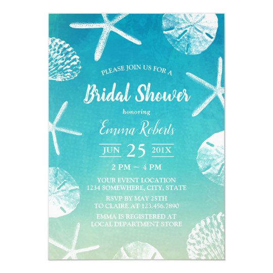 Beach Wedding Watercolor Seashells Bridal Shower Invitation Beach Wedding Watercolor Seashells Bridal Shower Invitation