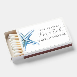 Beach Wedding Watercolor Starfish Matchboxes