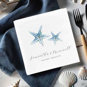 Beach Wedding Watercolor Starfish Napkins