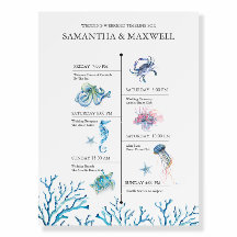 Beach Wedding Weekend Watercolor Timeline 