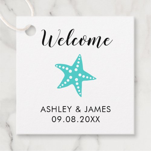 Beach Wedding Welcome Bag Gift Tags Turquoise Favor Tags