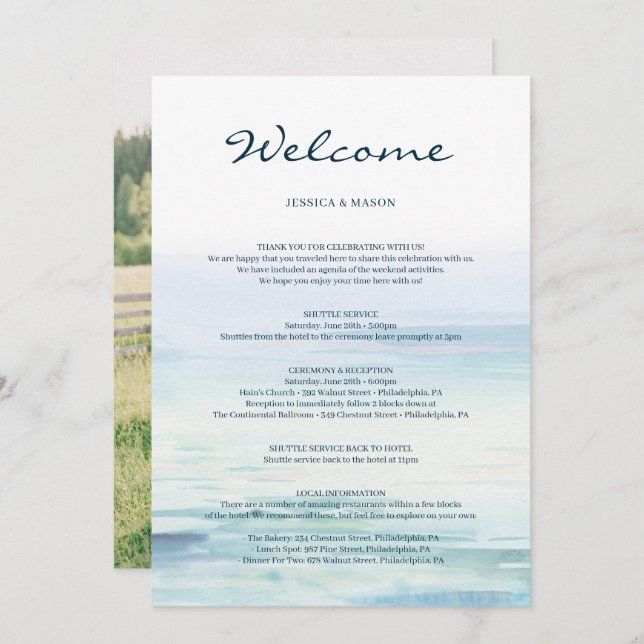Beach Wedding Welcome Itinerary Letter Program (Front/Back)