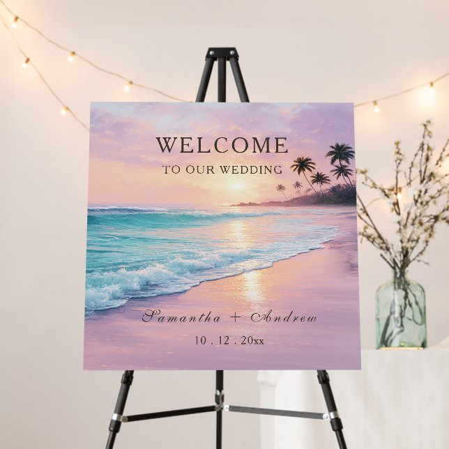 Beach Wedding Welcome Sign Template (In Situ (Stand))
