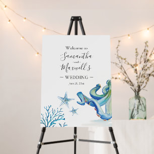 Beach Wedding Welcome Sign Watercolor