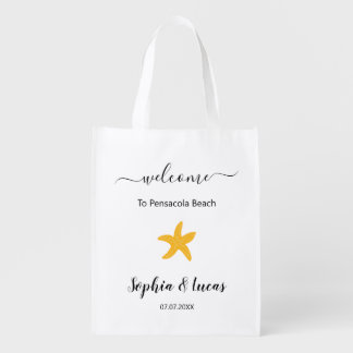 Beach Wedding Welcome Starfish Reusable Grocery  Bag