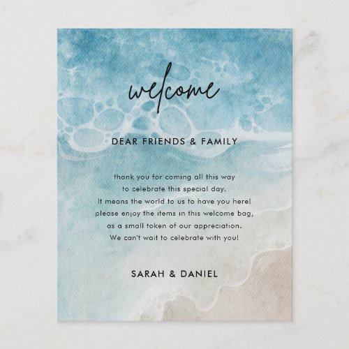 Beach Wedding Welcome Timeline Itinerary