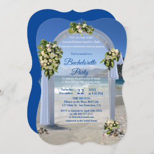 Beach Wedding /White Roses Bachelorette Party Invitation