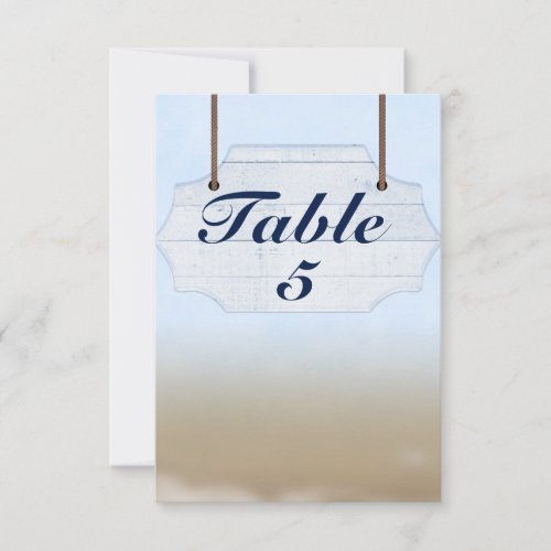 Beach Wedding White Wood Sign Table Number Card