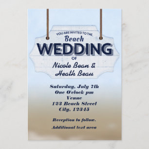 Beach Wedding White Wood Sign Tropical Invitations