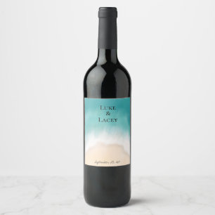 beach wedding wine label