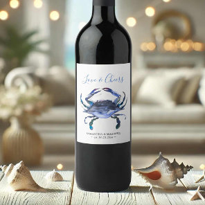 Beach Wedding Wine Labels Blue Crab