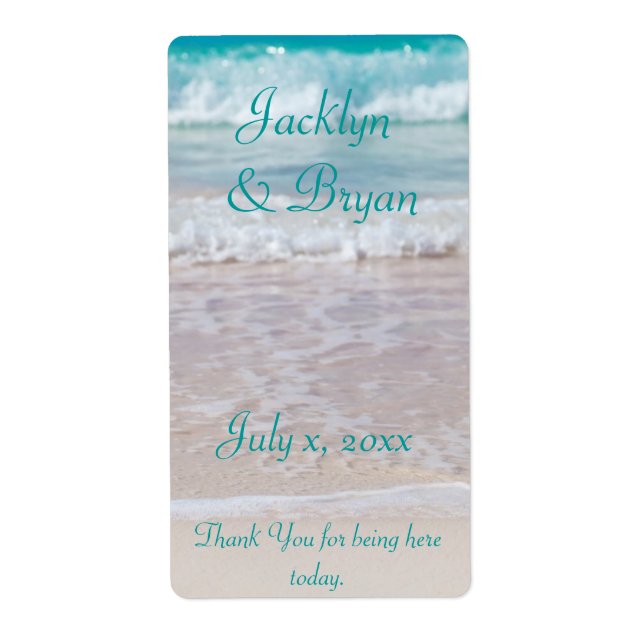 Beach Wedding, Wine, Water, Custom Label (Front)