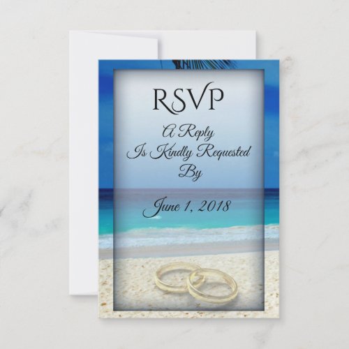 Beach Wedding with Rings RSVP Card