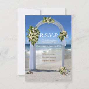 Beach Wedding with White Roses RSVP Card