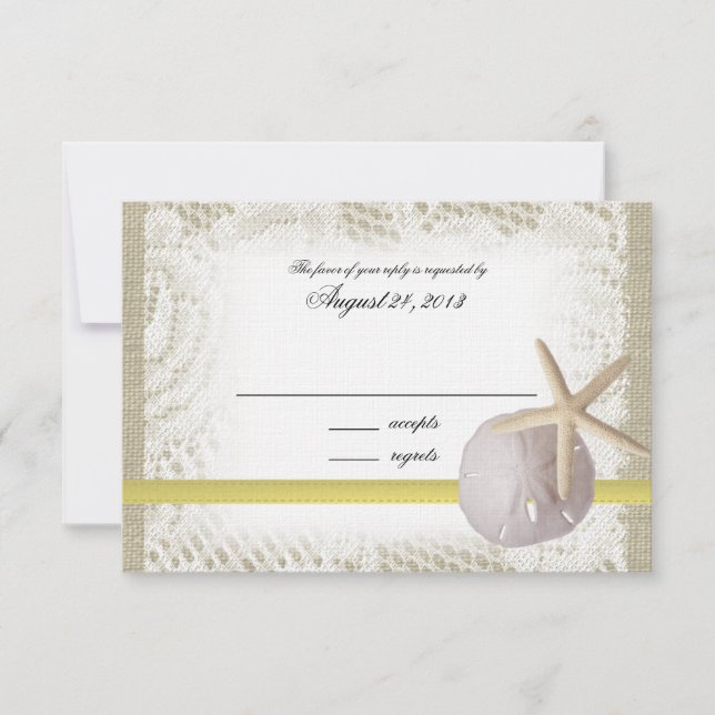 Beach Wedding Yellow Response Card (Front)