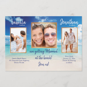 Beach wedding your photos personalize invitation
