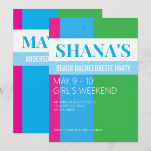 Beach Weekend Bachelorette Party  Invitation