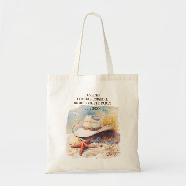 Beach Weekend Coastal Cowgirl Bachelorette Party Tote Bag (Front)