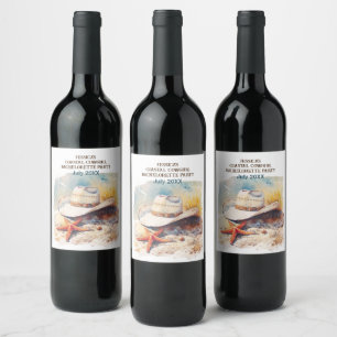 Beach Weekend Coastal Cowgirl Bachelorette Party Wine Label