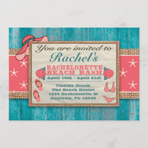 Beach Weekend Getaway Bachelorette Invitation FSS