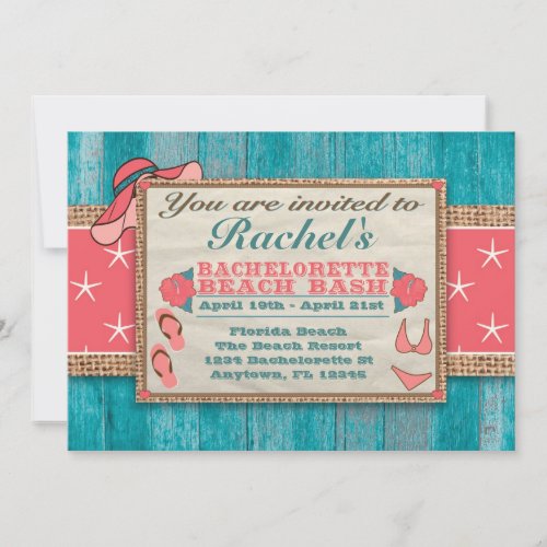 Beach Weekend Getaway Bachelorette Invitation FSS