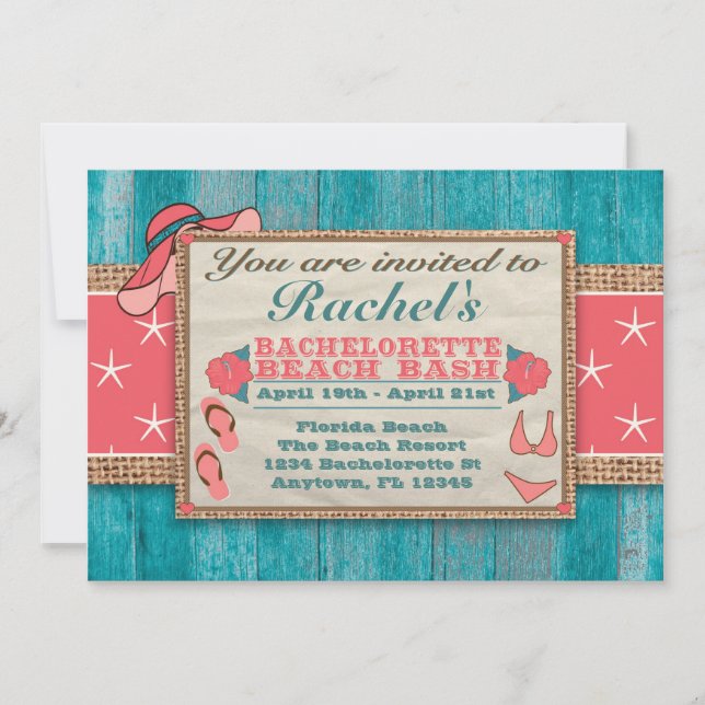Beach Weekend Getaway Bachelorette Invitation SSM (Front)