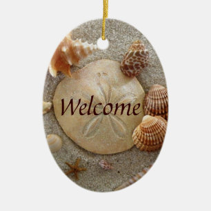 BEACH Welcome Sign Ceramic Ornament