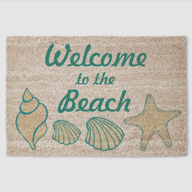 Beach Welcome Sign Fiber Doormat (Front)