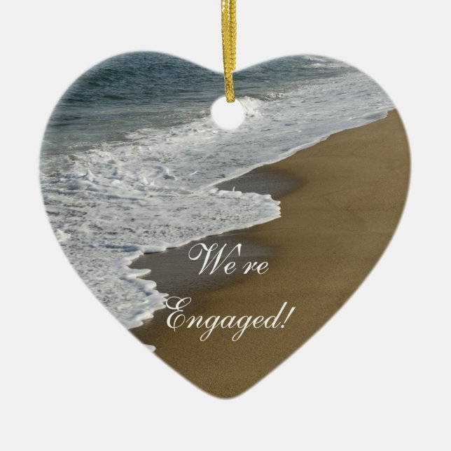 Beach We're Engaged Ceramic Ornament (Front)
