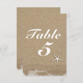 Beach Wet Sand & Starfish Party Table Number Card (Front/Back)