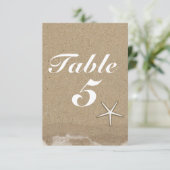 Beach Wet Sand & Starfish Party Table Number Card (Standing Front)