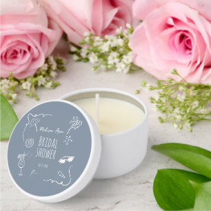 Beach Whimsical Doodle Illustrations Bridal Shower Mini Candle Favors