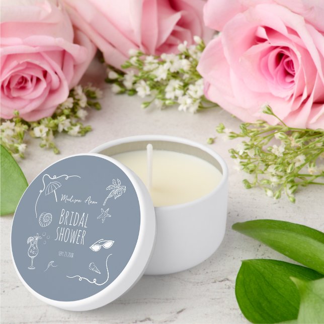 Beach Whimsical Doodle Illustrations Bridal Shower Mini Candle Favors (Insitu (Wedding))