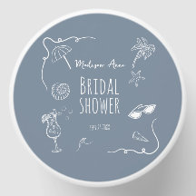 Beach Whimsical Doodle Illustrations Bridal Shower