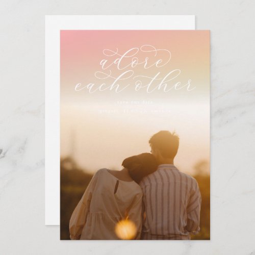 Beach White Adore Each Other Calligraphy Photo Save The Date