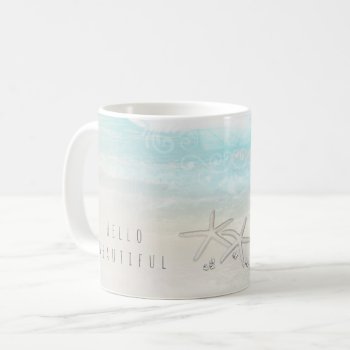 Beach White Starfish Elegant Summer Chic Tropical Coffee Mug by printabledigidesigns at Zazzle