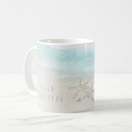 Beach White Starfish Elegant Summer Chic Tropical Coffee Mug