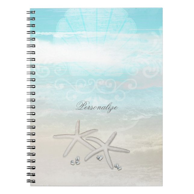Beach White Starfish Elegant Summer Chic Tropical Notebook (Front)