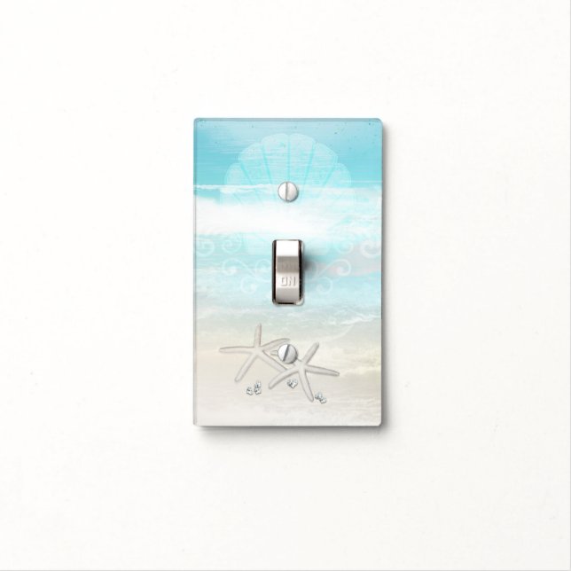 Beach White Starfish Elegant Summer Ocean Light Switch Cover (In Situ)