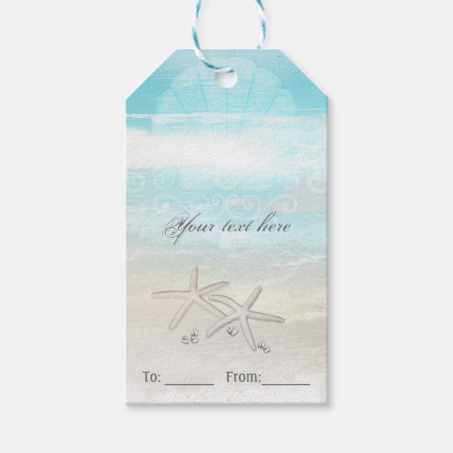Beach White Starfish Elegant Summer Party Favor Gift Tags (Front)