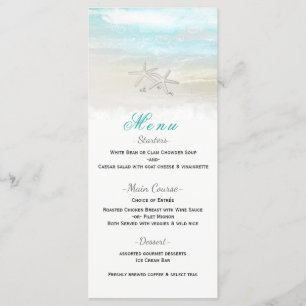 Beach White Starfish Elegant Summer Reception Menu
